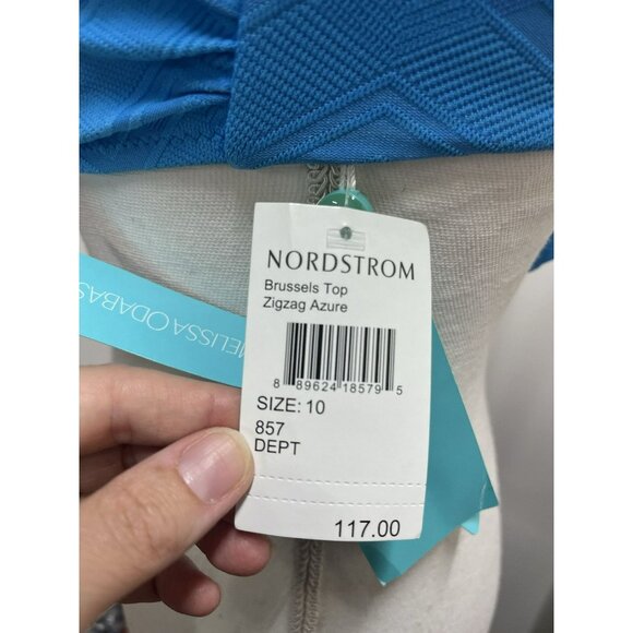 MELISSA ODABASH NEW BRUSSELS AZURE ZIGZAG BIKINI TOP Size 10 (46) Woman’s - Picture 9 of 13